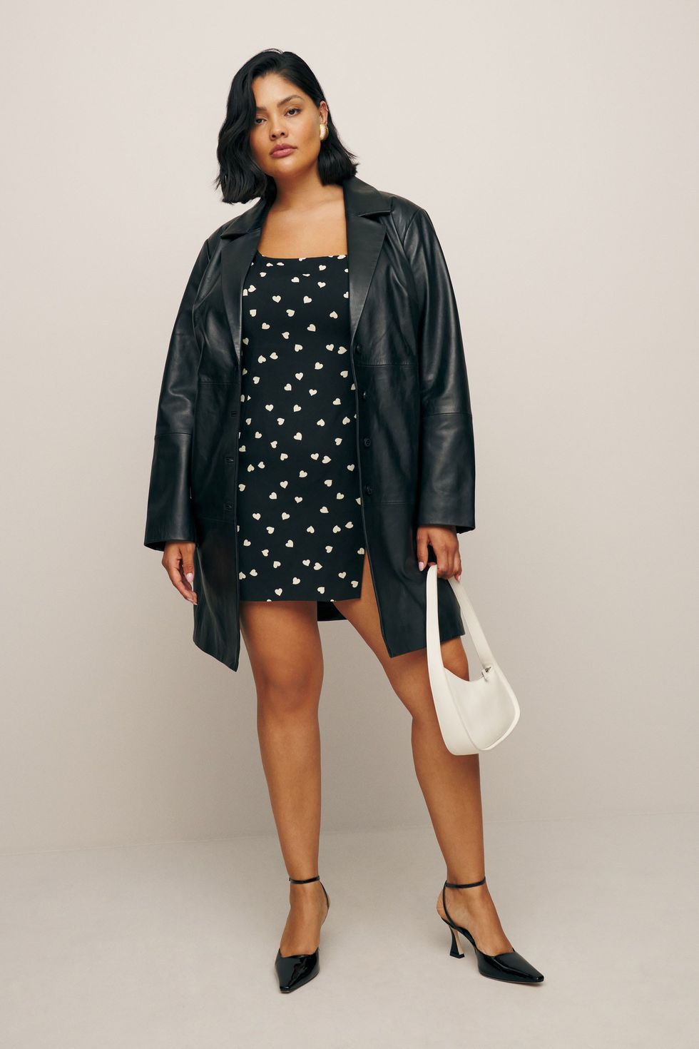 Final Sale Plus Size Faux Leather Jacket in Black with Silver
