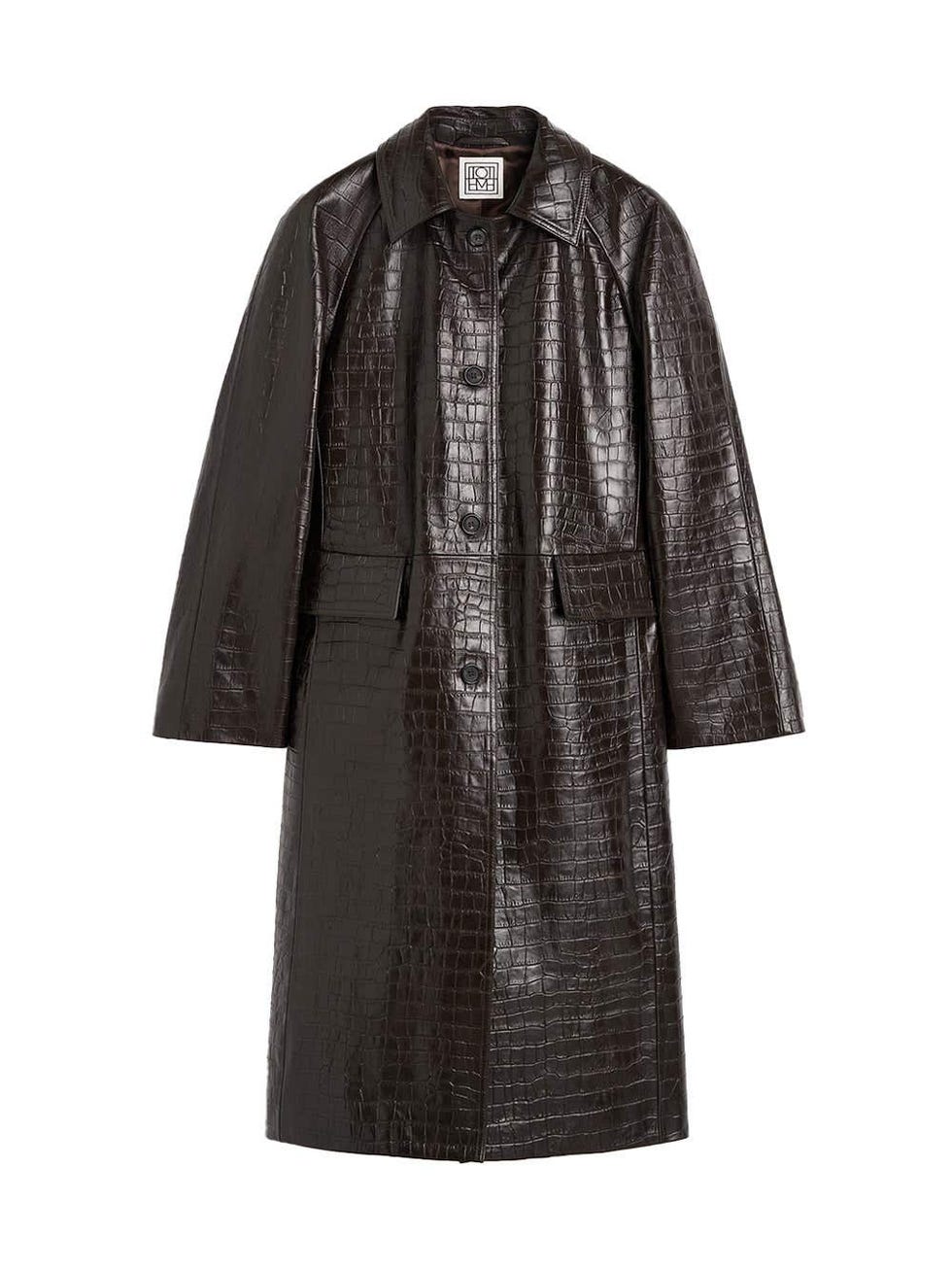  Raglan-Sleeve Croco Coat