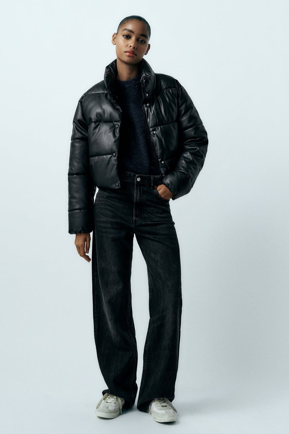 Leather Effect Puffer Jacket