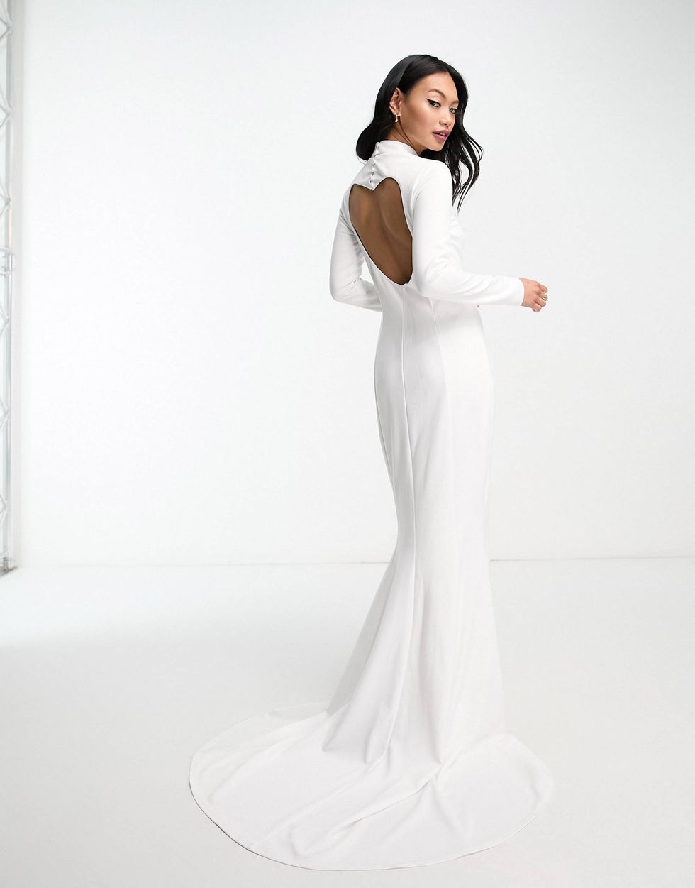 Bridal heart cut-out backless maxi dress in ivory