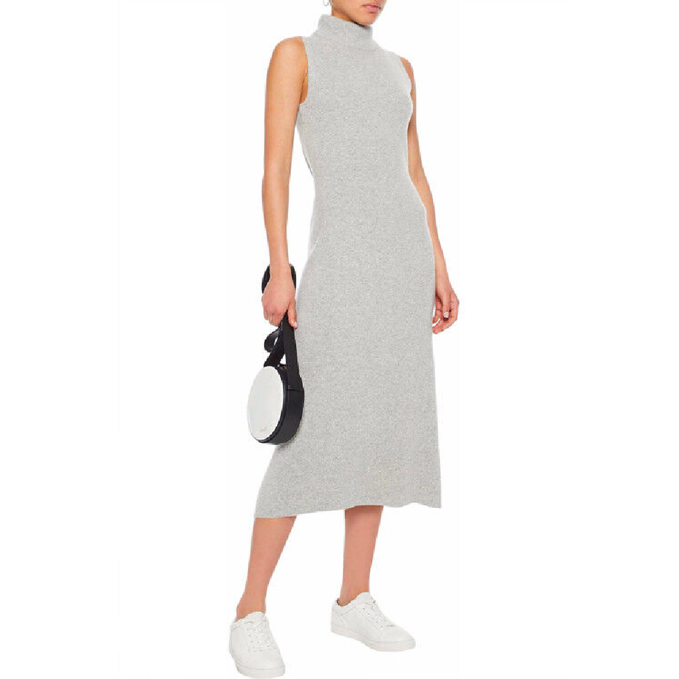 Sleeveless Mock Neck Cashmere Sweaterdress