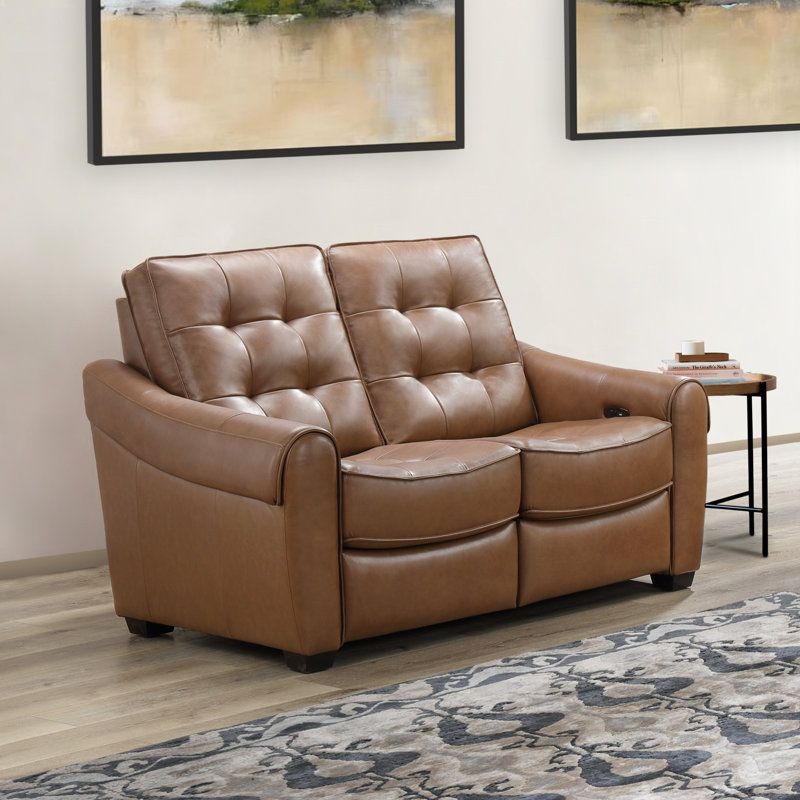 Genuine leather loveseat deals recliner