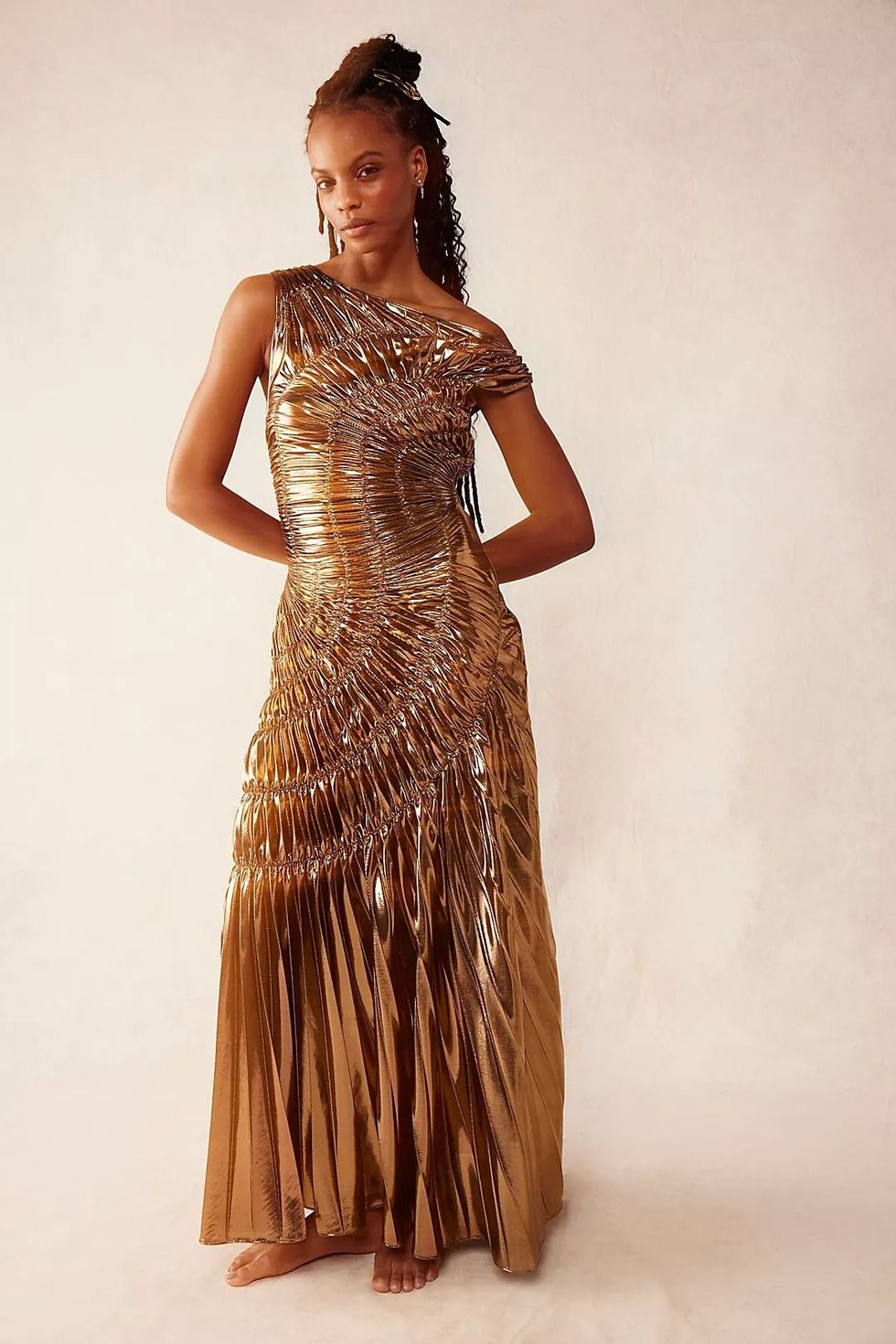 Metallic fossil gown