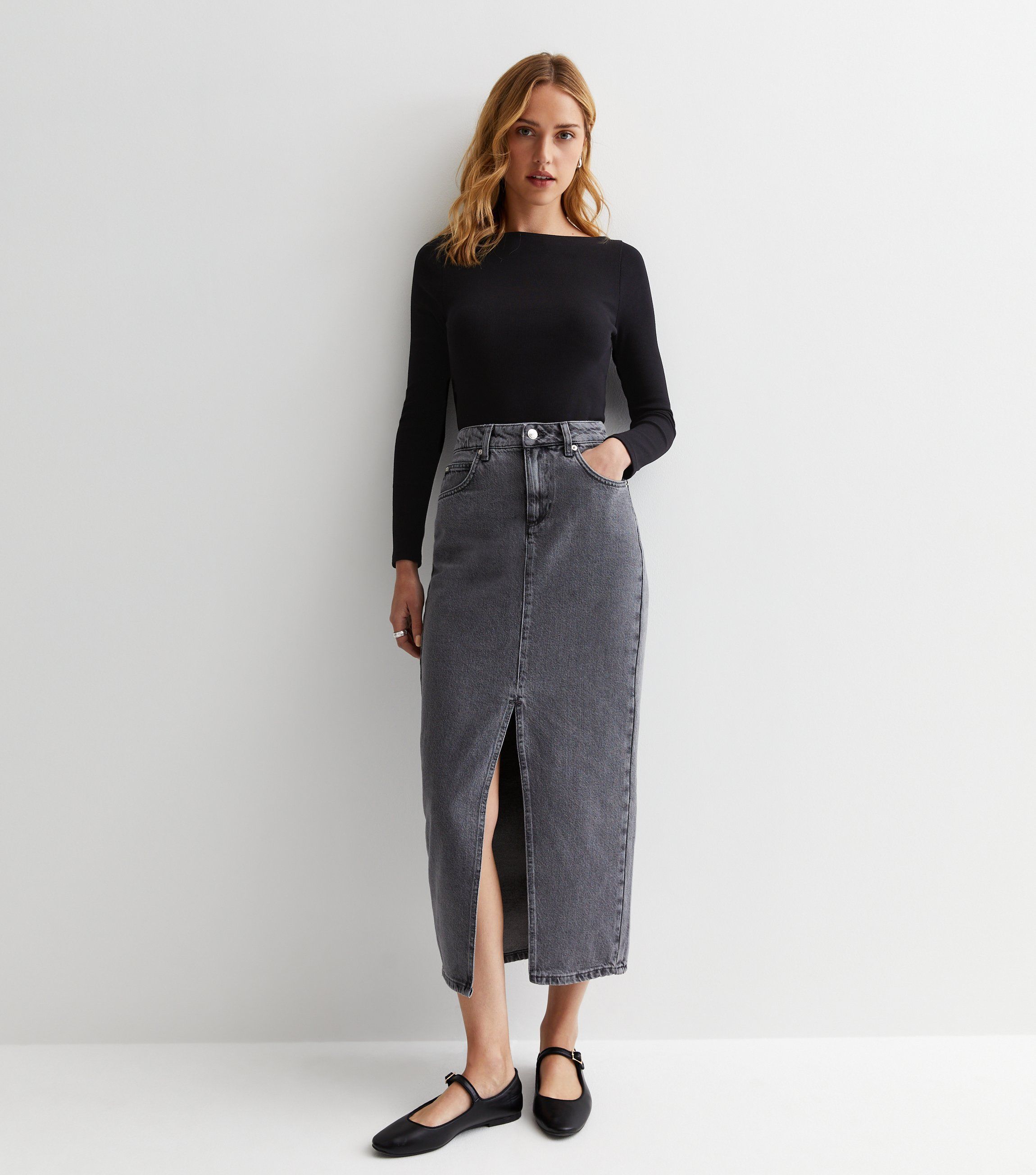 Newlook denim outlet midi skirt