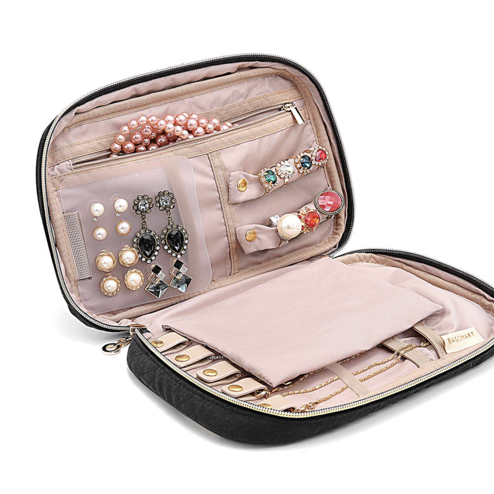 BAGSMART Jewelry Travel Organizer Case Transparent Storage Book Teal