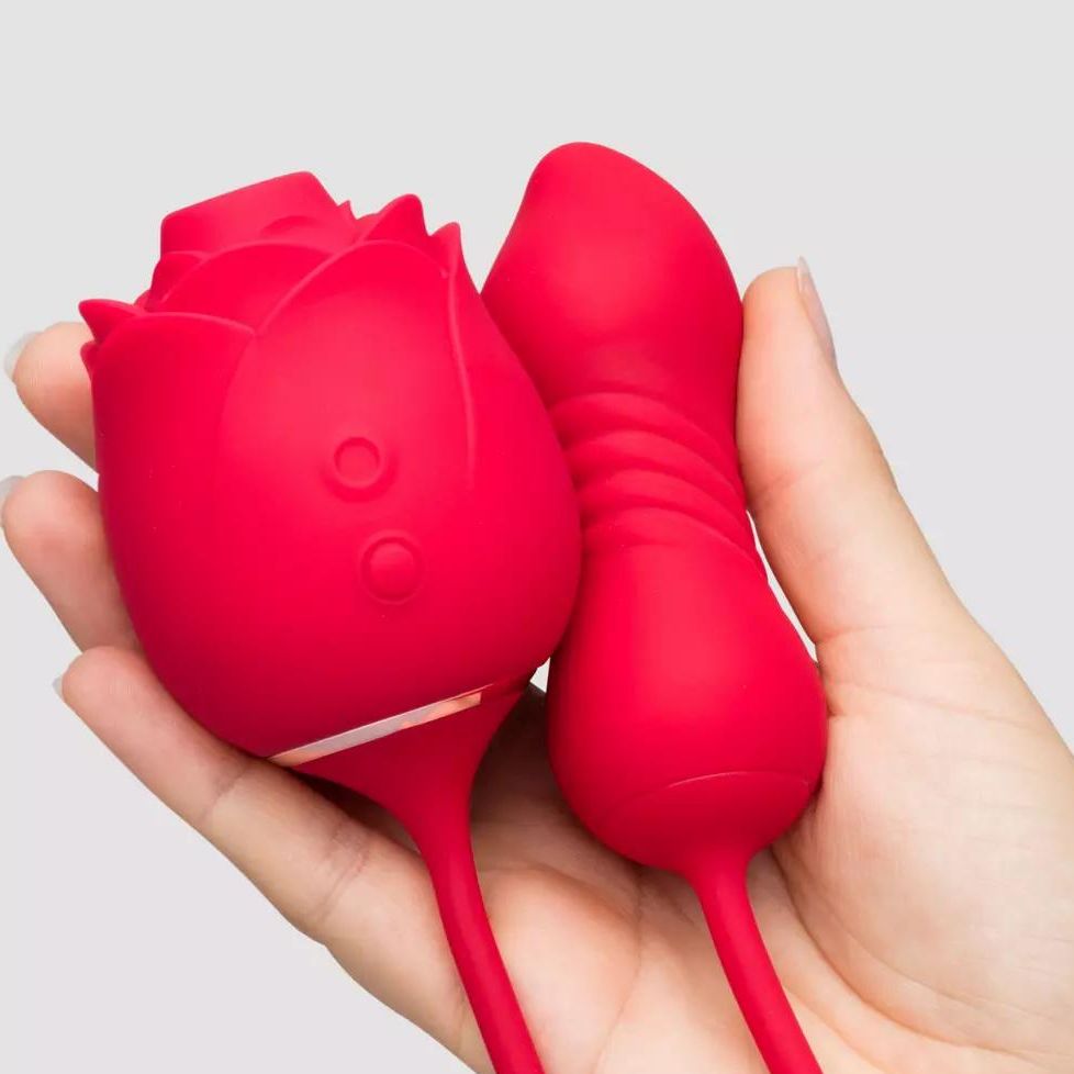 Power Petal 2-in-1 Clitoral Suction Stimulator with Thrusting Egg Vibrator