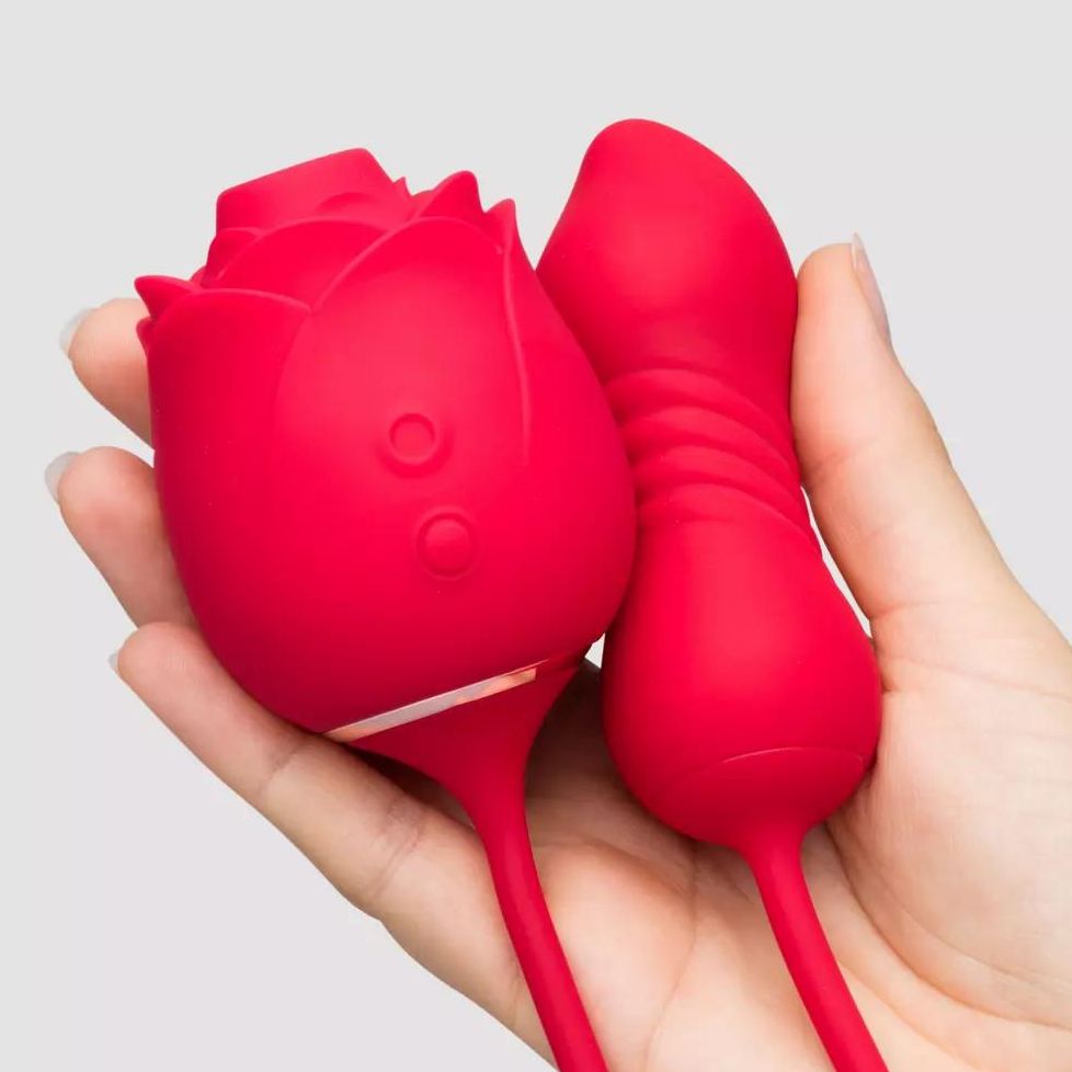 Power Petal 2-in-1 Clitoral Suction Stimulator with Thrusting Egg Vibrator