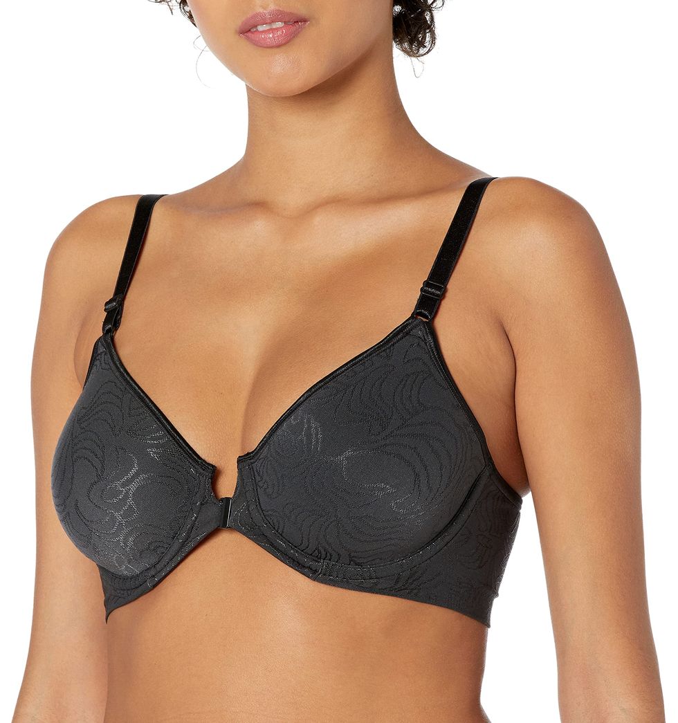 Lace Seamless Wirefree Front Closure Bra Mesh Light Lined Full Coverage  Everyday Bralet with Straps Full Figure Wireless