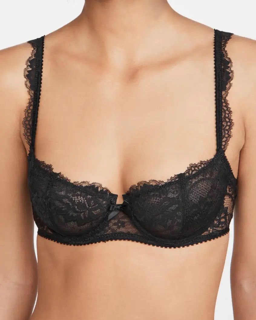 Ruffle Dot Lace Lightly Lined Quarter Cup Bra