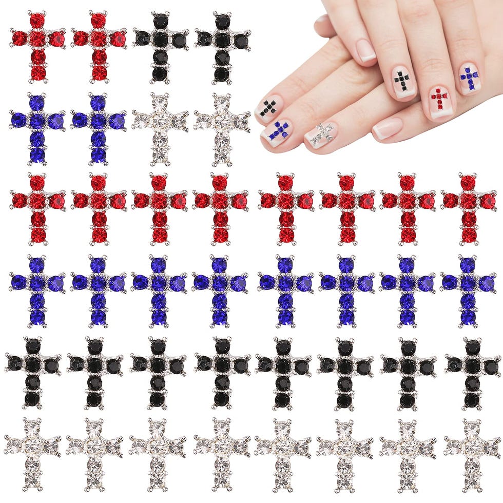 3D Cross Nail Charms Easter Nail Idea