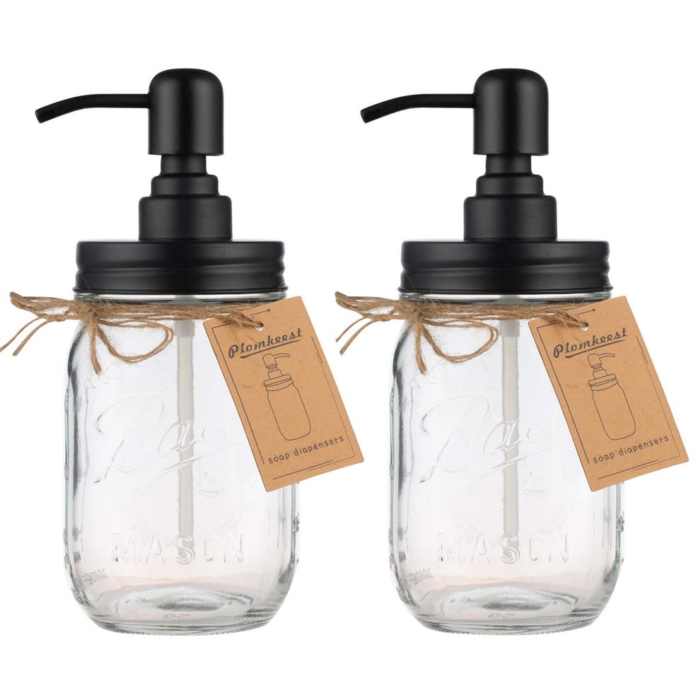 2 Dispensadores de jabón de vidrio transparente