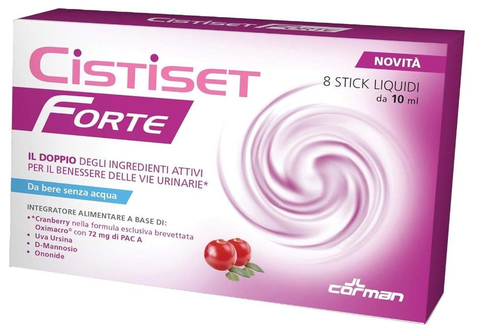 Cistiset Forte è un integratore che oltre al D-mannosio contiene mirtillo rosso e uva Ursina, ideale per alleviare i sintomi della cistite.