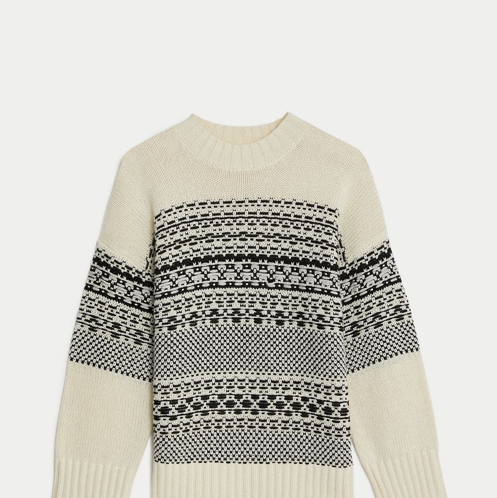 Fair Isle Ribbed Jumper with Wool