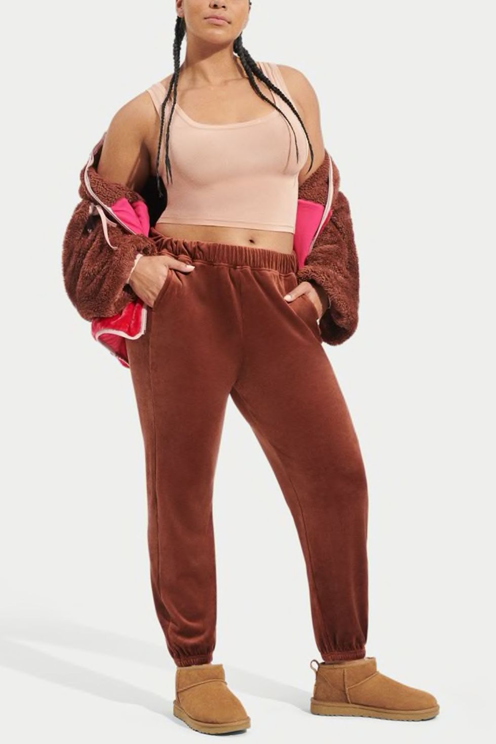 UGG Jogger Pants Women's Size Medium Casual Pink Fleece Lined Sweatpants
