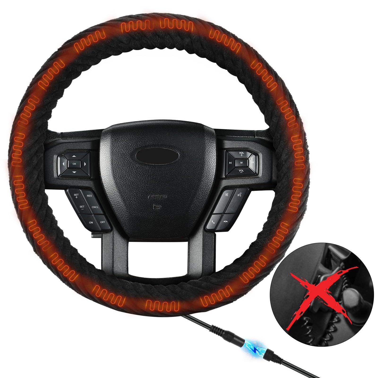 Steering wheel deals cover heated