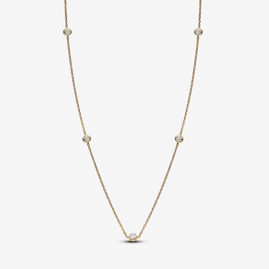 Pandora Era Bezel Lab-grown Diamond Station Necklace in 14k Gold