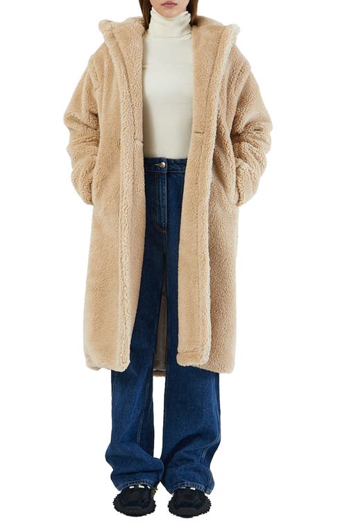 Long Faux Shearling Teddy Bear Coat - Light beige - Ladies