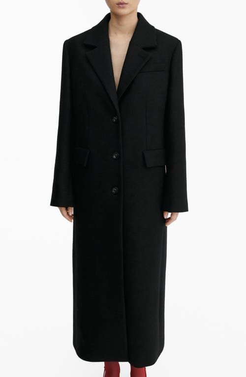 MANGO Wool Blend Topcoat in Black at Nordstrom, Size Medium