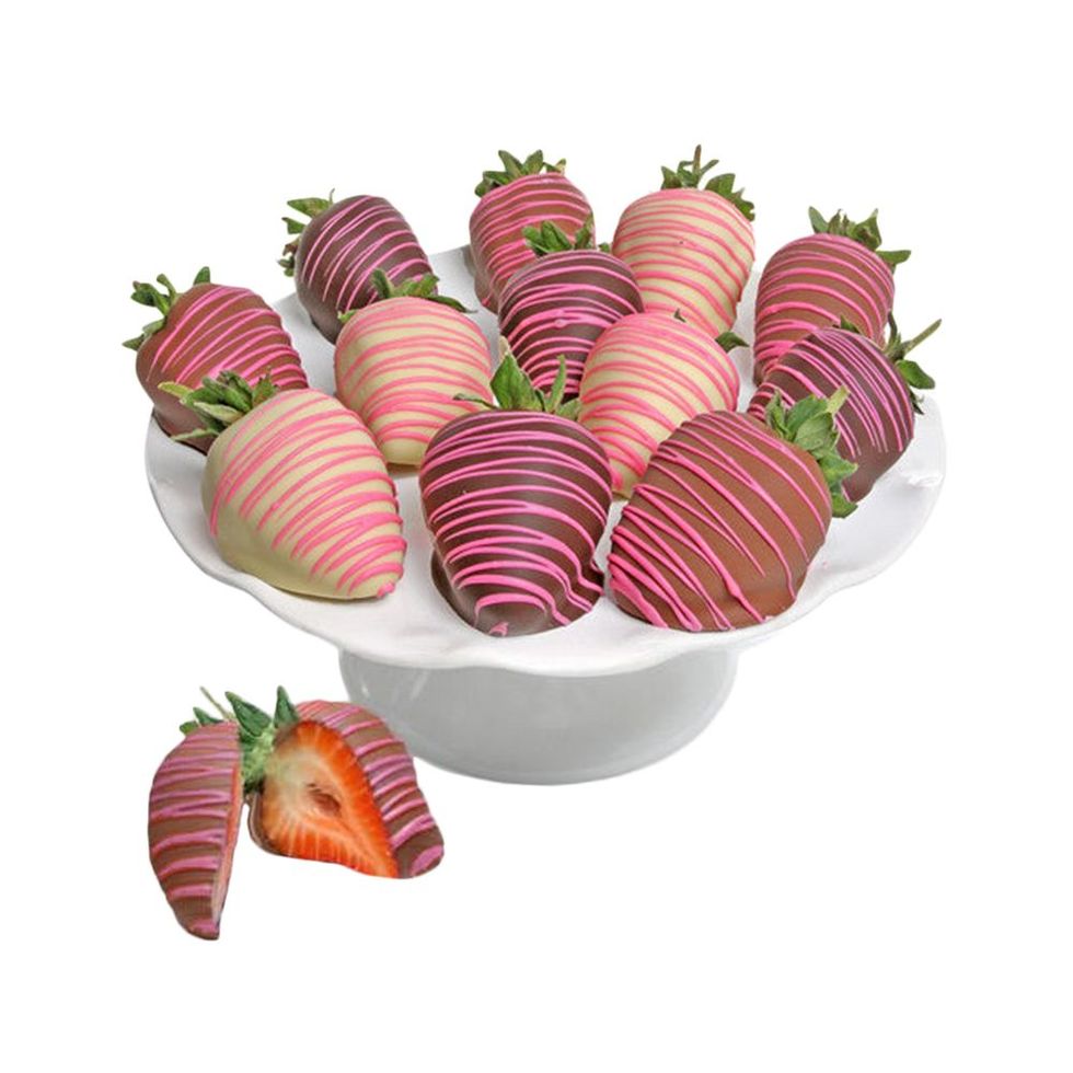 Valentine ribbon Chocolate covered strawberries printed on 1.5 light pink  single face satin