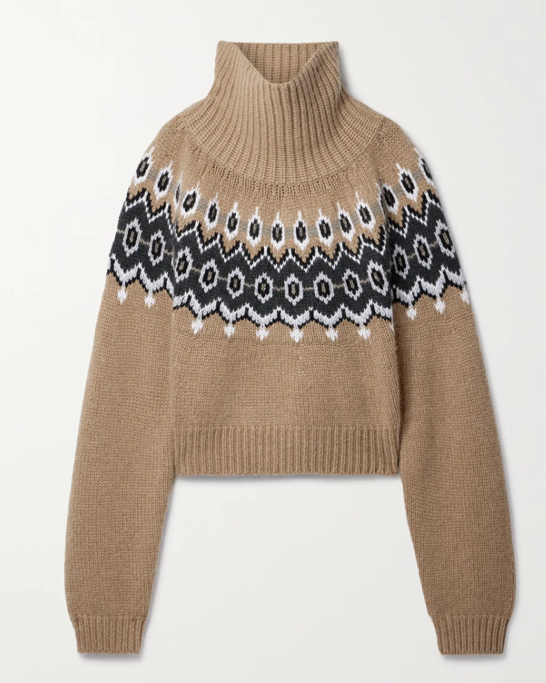 Amaris Oversized Fair Isle Cashmere-Blend Turtleneck Sweater