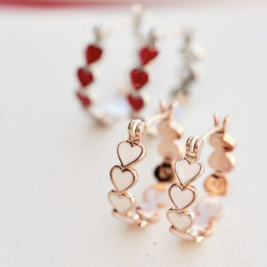 Red heart earrings Valentines Day earrings dangle jewelry 1 5/8