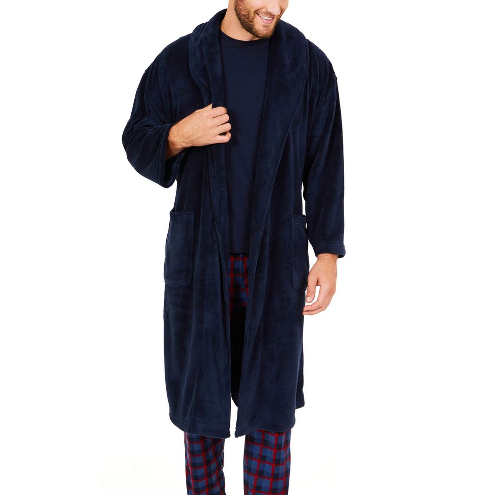 Men’s Long-Sleeve Cozy Soft Plush Shawl-Collar Robe