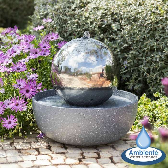H45cm Eclipse Sphere Stainless Steel Water Feature with Lights