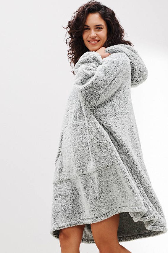 Chelsea Peers Plain Fluffy Hooded Dressing Gown, Cream at John Lewis &  Partners