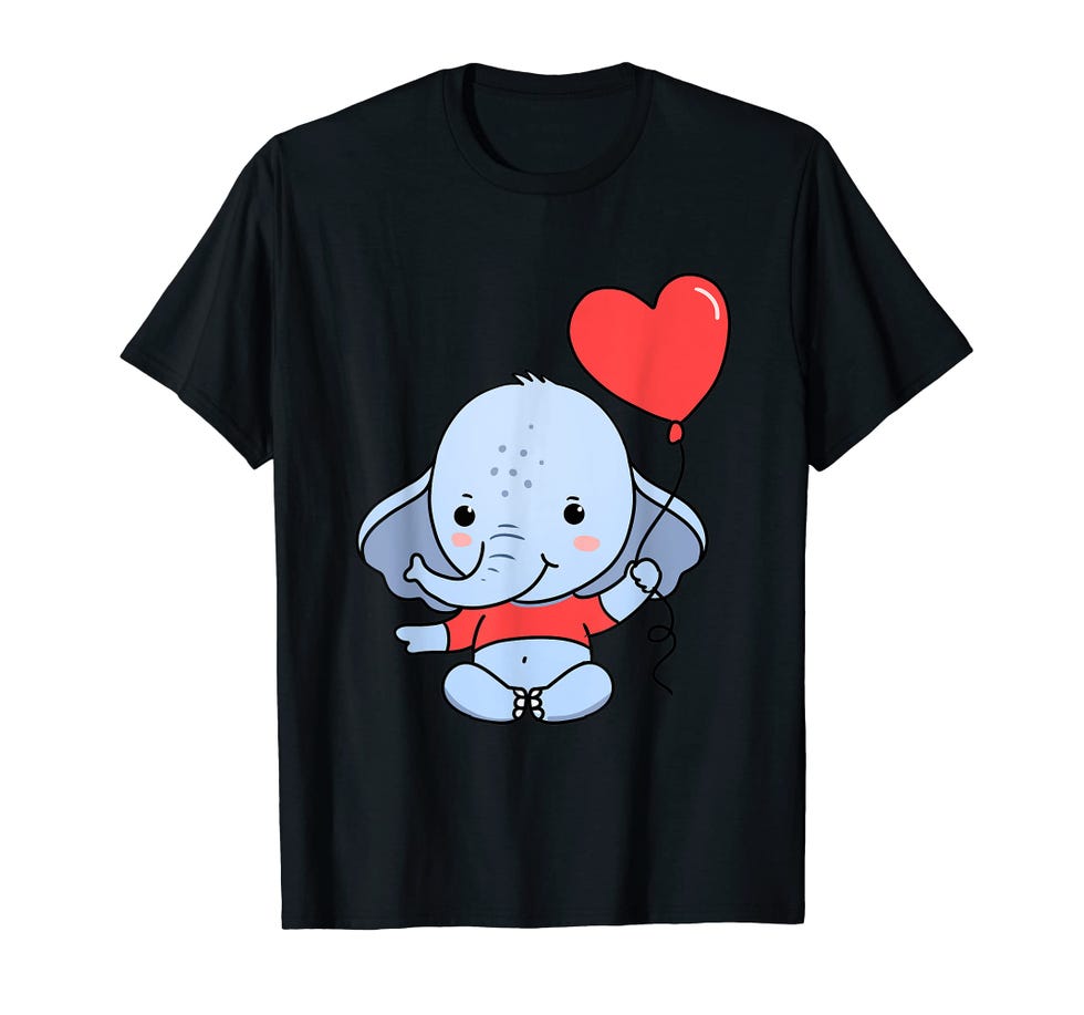 Camiseta con elefante con globo de corazón