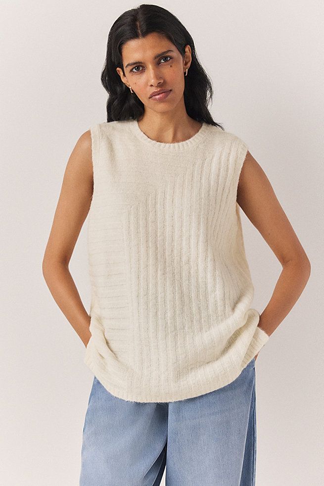 Ribbed Long Line Knitted Tank with Alpaca
