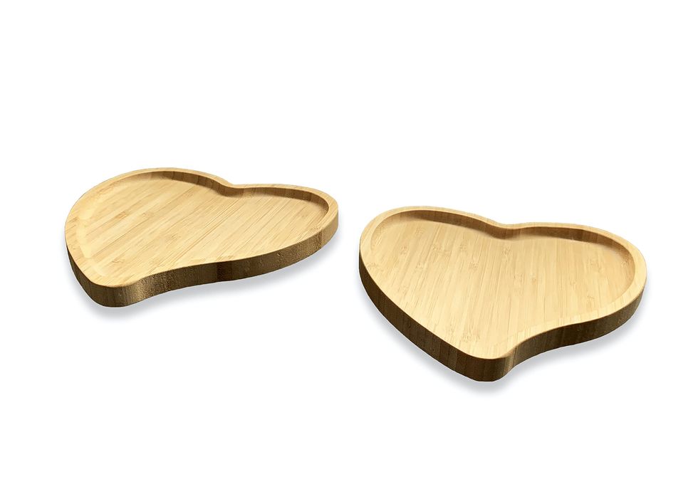 Heart Shaped Wooden Tray Set 