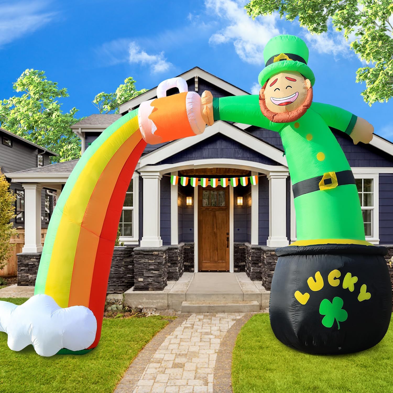 Saint Patrick's Day Leprechaun Inflatable, Yard or Home shops Decor Fall Fun