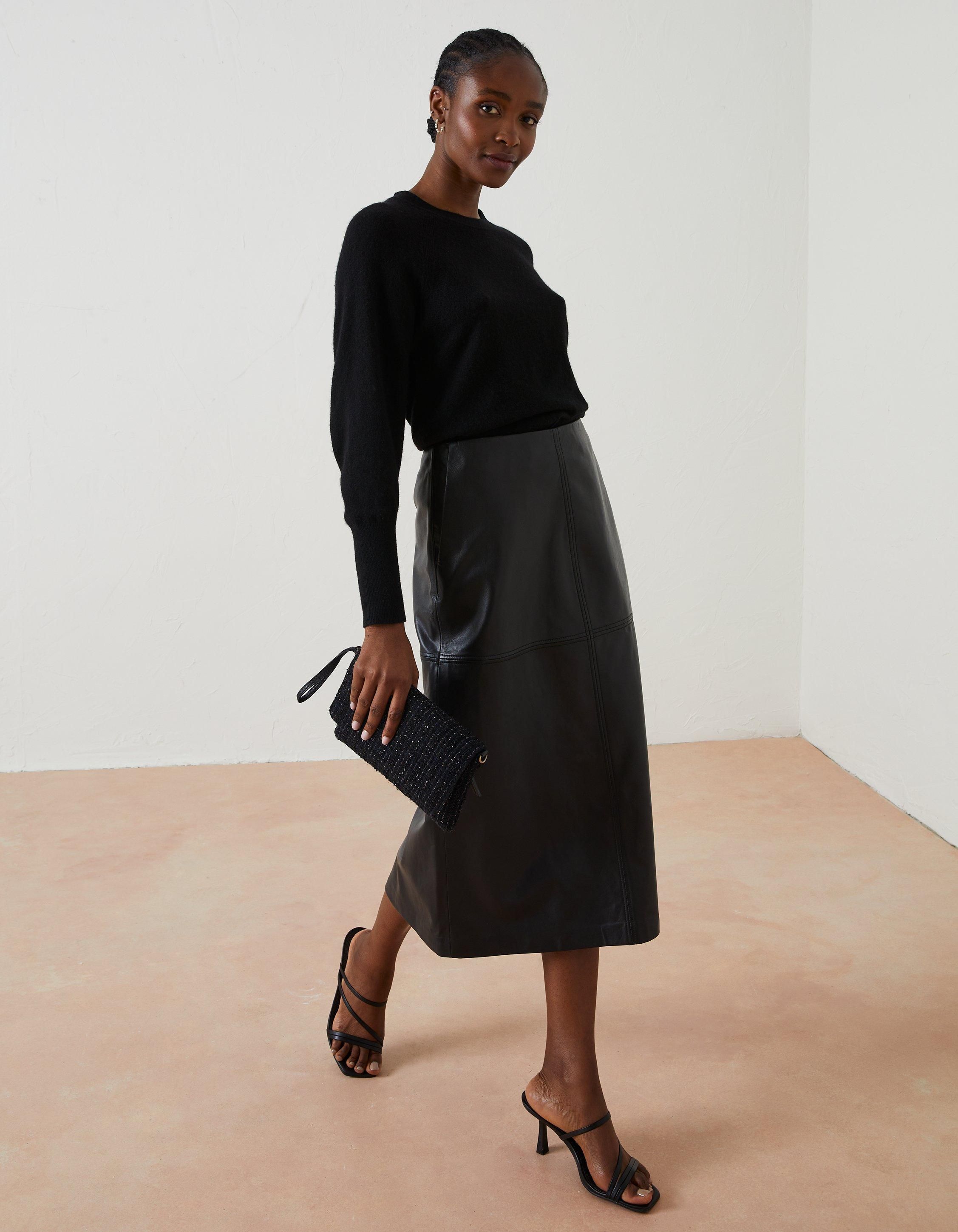 Mint velvet leather midi skirt clearance black