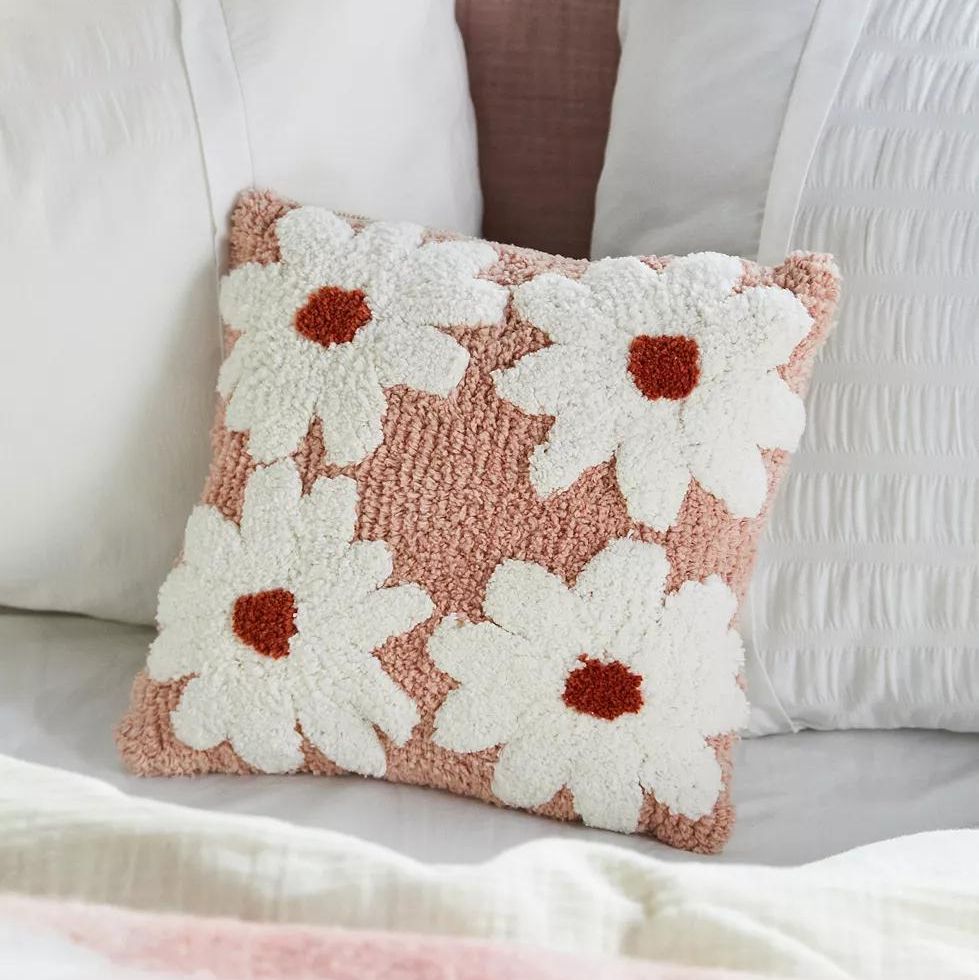 Mini Pink Daisy Tufted Cushion