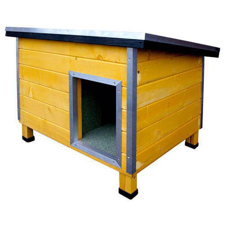 Casa de madera extra grande con 2 cuencos, resistente a la intemperie al  aire libre para perros grandes, caseta clásica aislada con habitación