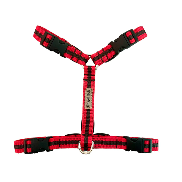 Dog Harness In Red and Brown Stripe S/M