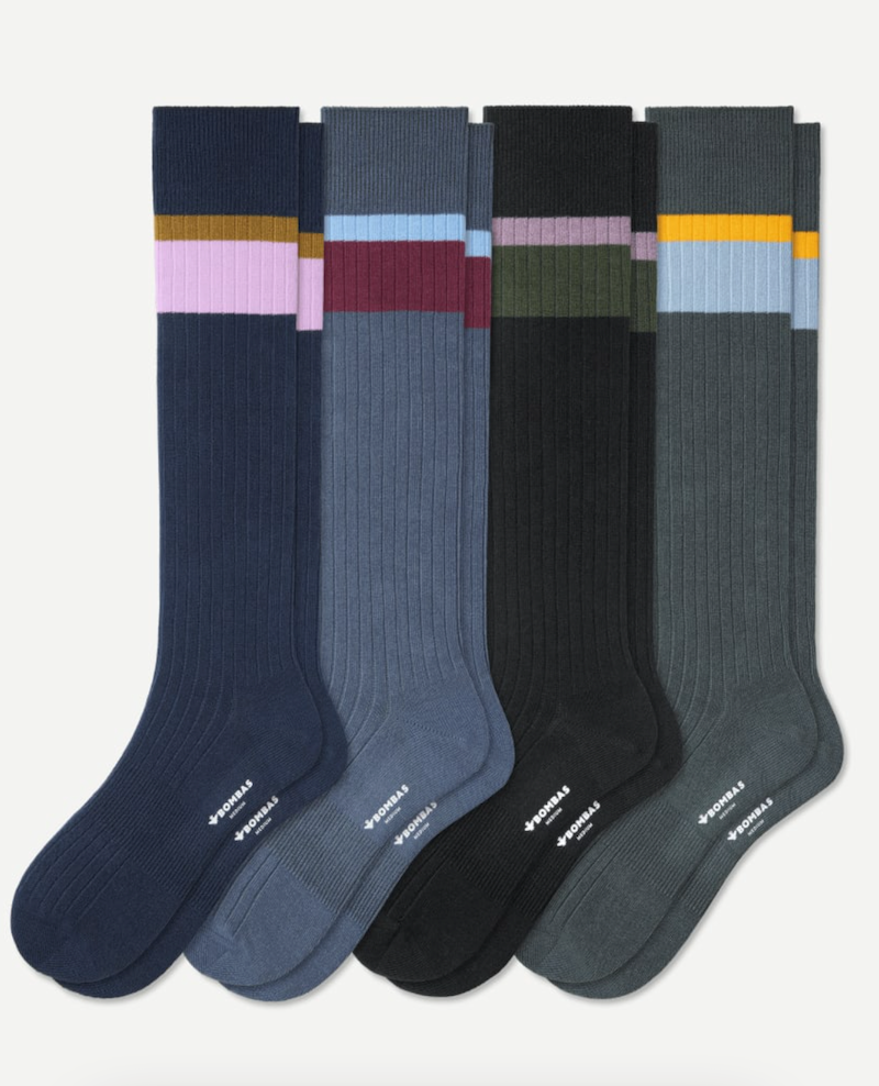 Knee-Ribbed Dress High Socks (4-Pack)