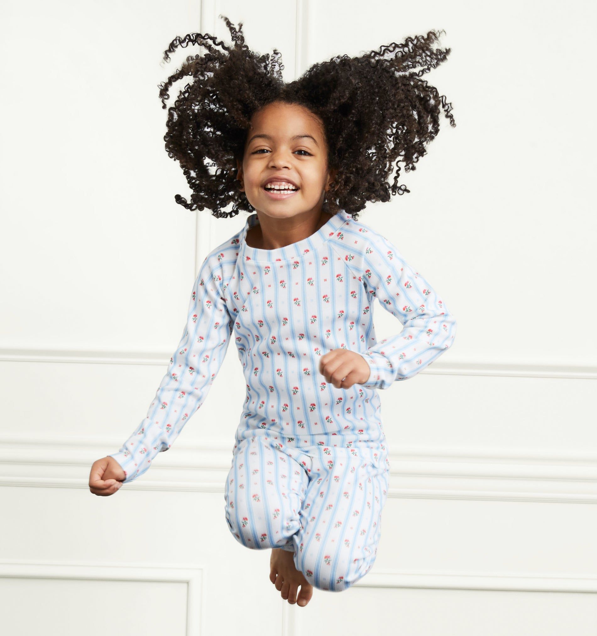 ベビーパジャマ Pajamas Flower Stripe house on the hill The Eleni Pajama Set - Birch Vine Stripe – Hill House Home
