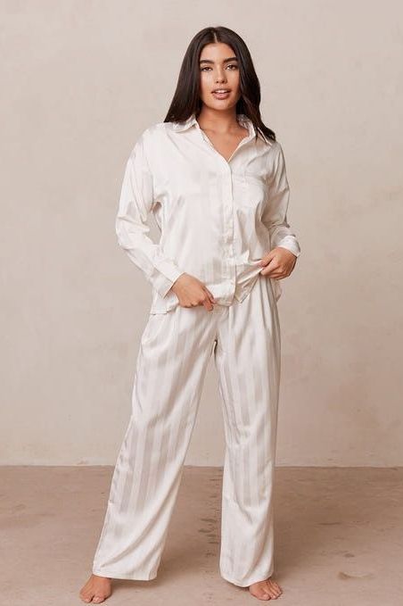 Striped Satin Pajama Shirt