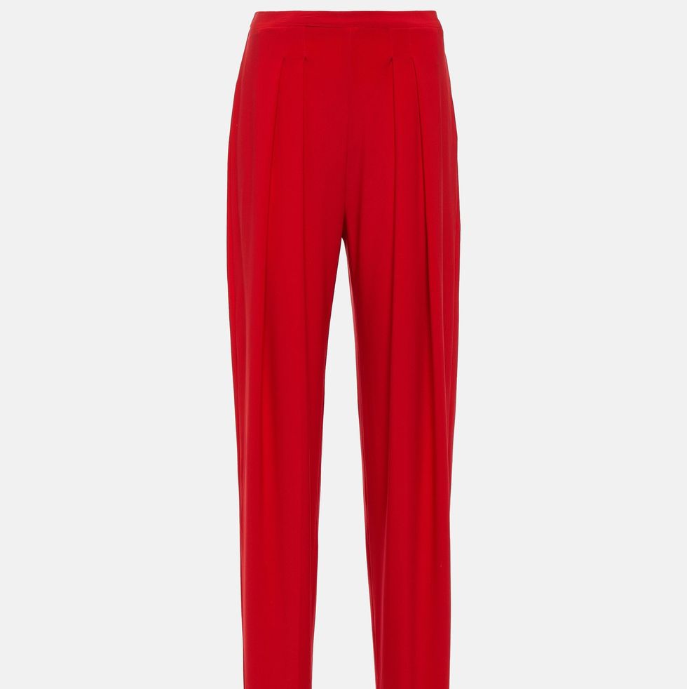 Low-Rise Pleated Tapered Pants