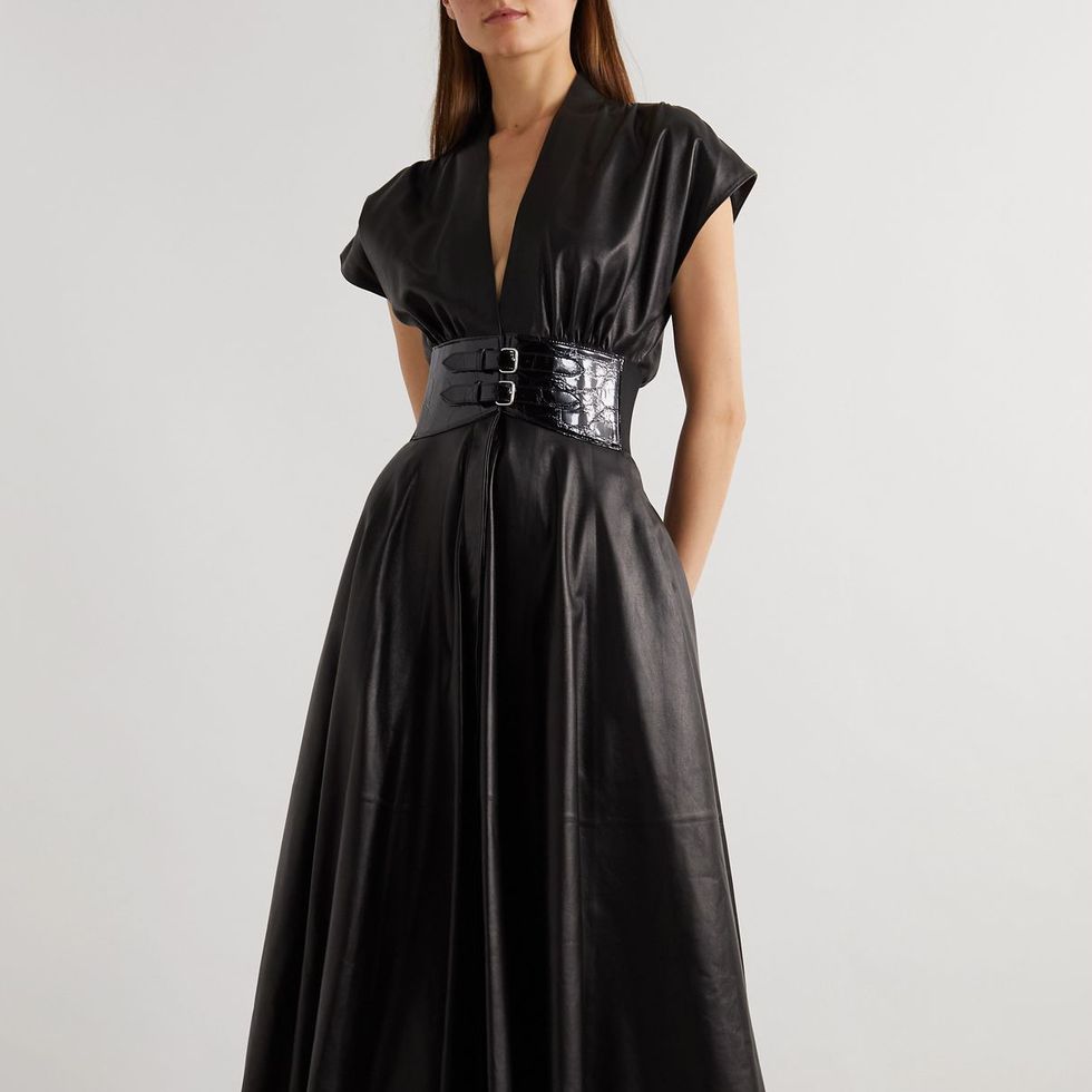 Archetypes Belted Leather Midi Dress