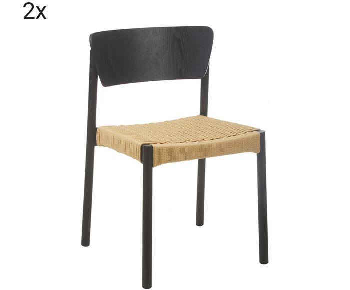 2 sillas de madera y ratán Danny