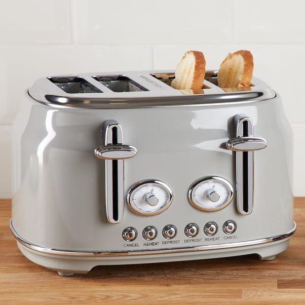 Retro 4 Slice Grey Toaster