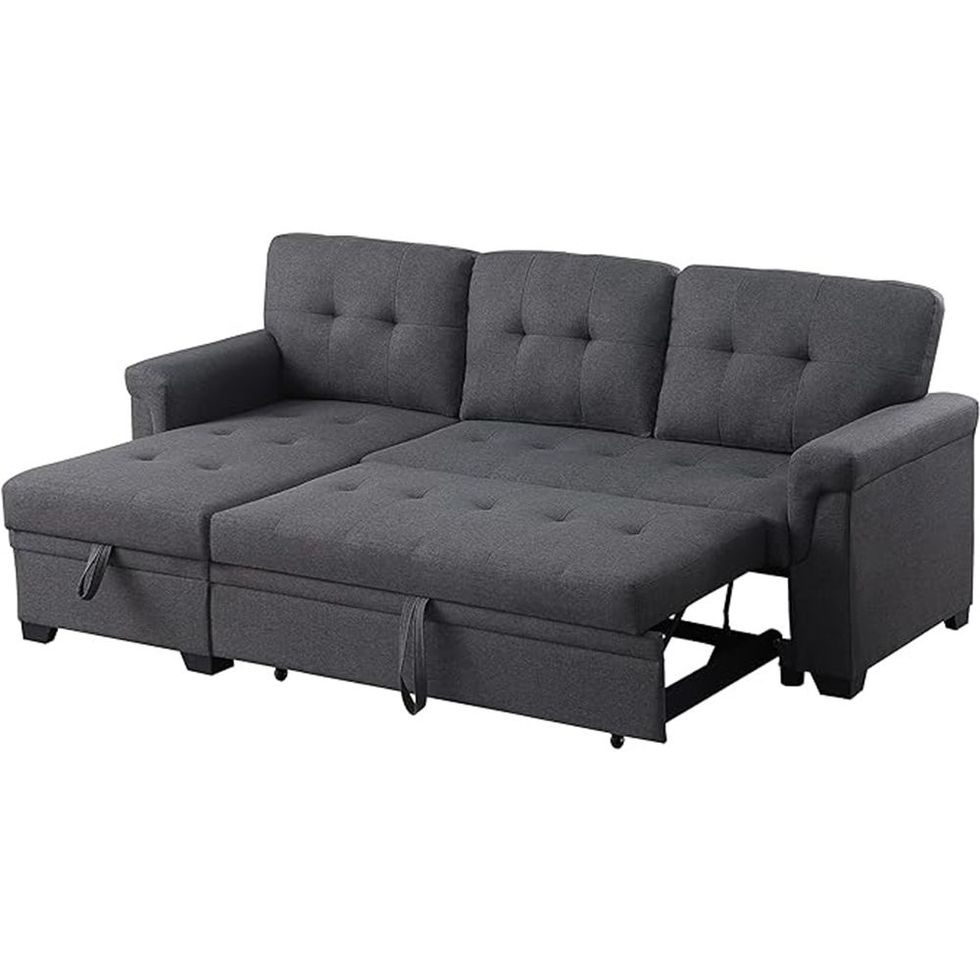 Linen Reversible Sleeper Sectional Sofa
