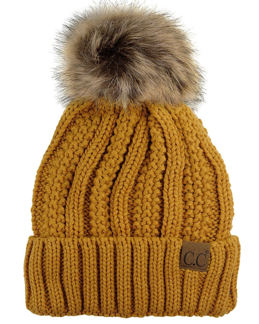 Thick Cable-Knit Fleece-Lined Cap 
