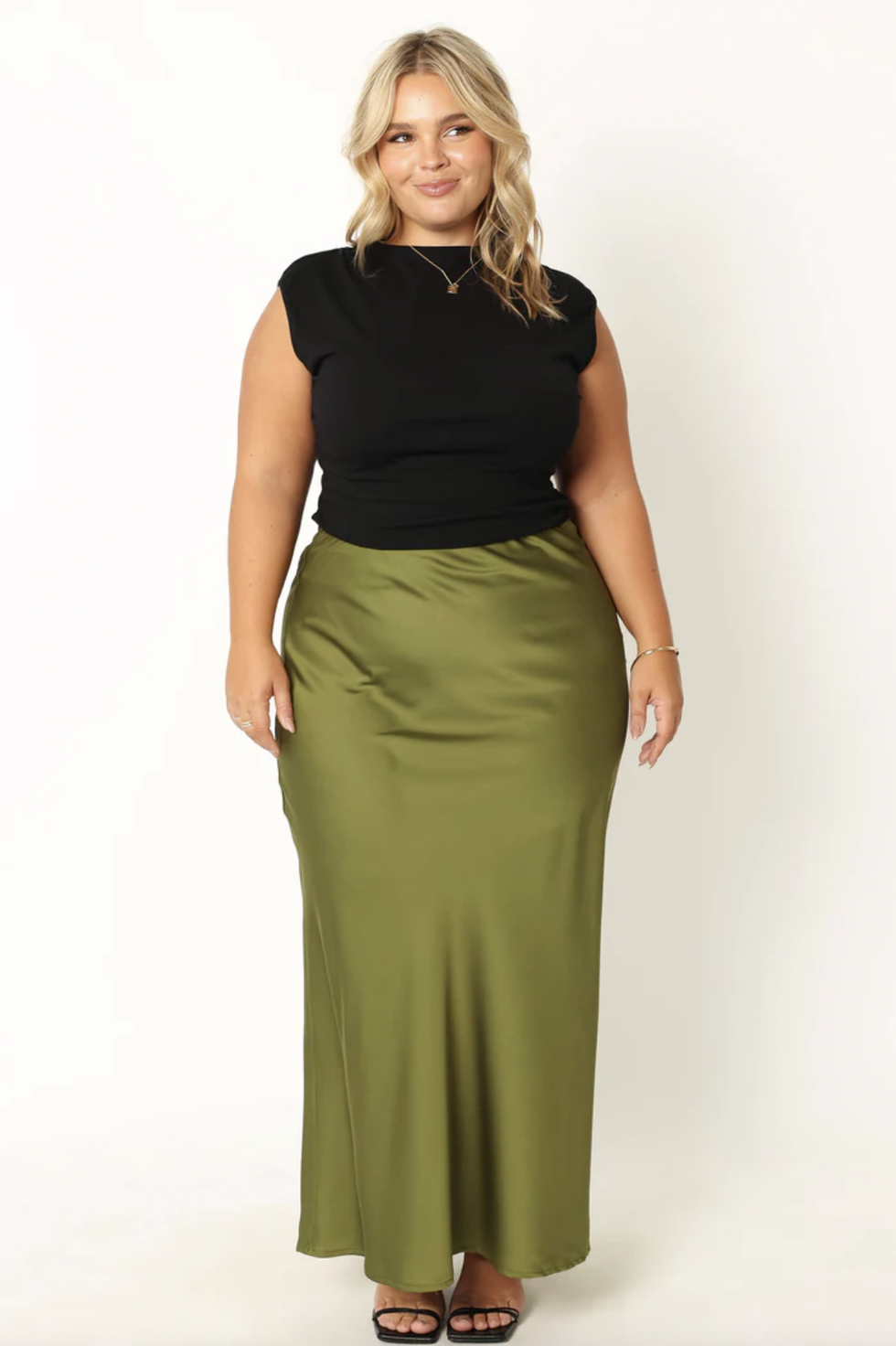 Casual collection of women's clothes. Plus size European blonde