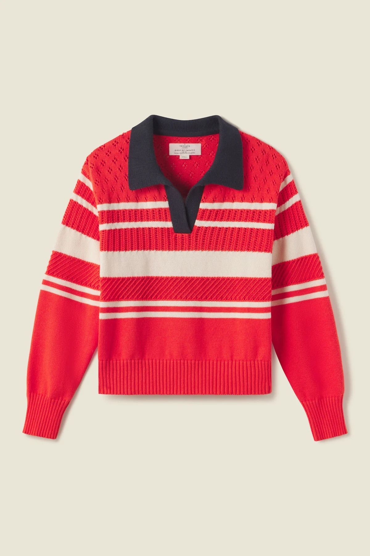 ルエブル LOEUVRE Knit-Collar Stripe Summer Sweatshirt （RED） ルエブル LOEUVRE Knit-Collar Stripe Summer Sweatshirt （RED