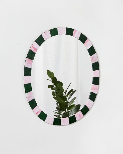 Alyssa Pink & Green Glass Wall Mirror