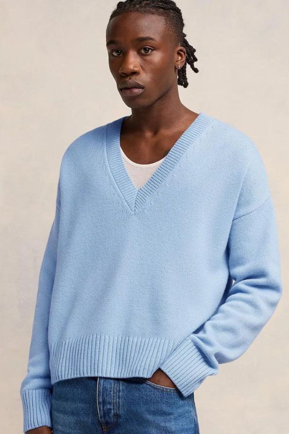 Ami Paris Cropped V-Neck Sweater