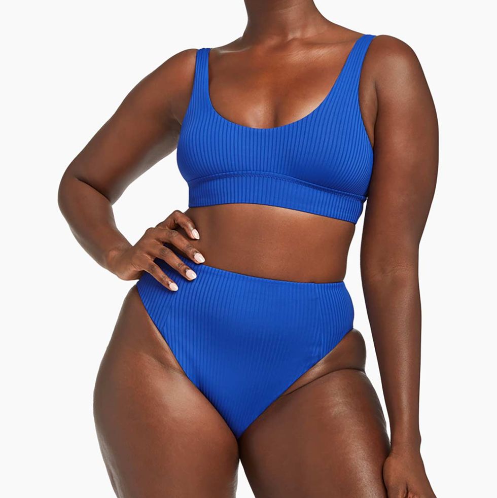 Aerie - The perfect swim doesn't exi-. Shop the Aerie Ribbed Shine Banded  Wide Strap Scoop Bikini Top:  Shop the Aerie  Ribbed Shine High Cut Cheeky Bikini Bottom